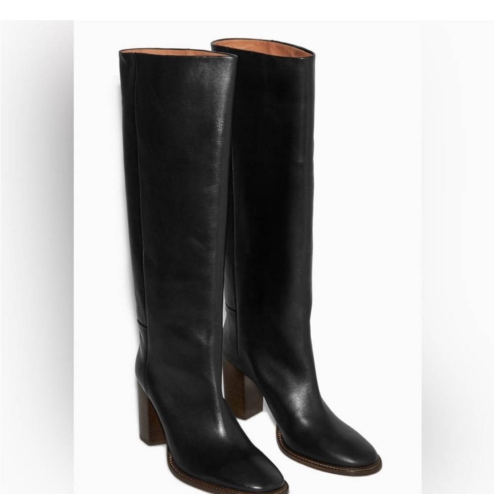 COS Black Leather Knee-High Boots